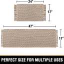 H.VERSAILTEX Waffle Bath Mat Super Absorbent Boho Bath Mat Non Slip Bath Rugs for Bathroom Floor Machine Washable Dry Fast Bathroom Rugs with Tassels (47 x 17 Plus 17 x 24 Inches, Irish Cream)