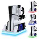 PS5 Cooling Station with RGB Charger Dock - All-in-One Stand for DualSense, Edge, PS Portal, Headset - Fast Charging & Turbo Fan Cooling System for PlayStation 5 Accessories Setup (White)