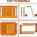 16" Compact Teak Shower Bench with Shelf & Handle, Solid Premium Teak Shower Stool, Durable Waterproof Seat for Inside Shower, Teak Wood Bench for Bathroom, Indoor & Outdoor Use
