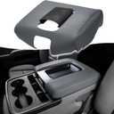 KBH Auto Center Console Armrest Cover Replacement for Chevy Chevrolet Silverado & GMC Sierra 1500 2500 3500 2014-2018, Vinyl Leather, Anti-Scratch, Split Bench Jump Seat (Dark Ash Gray) (Jump Seat Console, Silverado Sierra 2014-2018, Dark Gray)