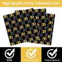 96PCS 30th Theme Birthday Party Tableware Vintage 1996 Party Supplies 30 Year Old Birthday Decorations Plates Napkins Forks Black and Gold Dinnerware Favors for Men or Women