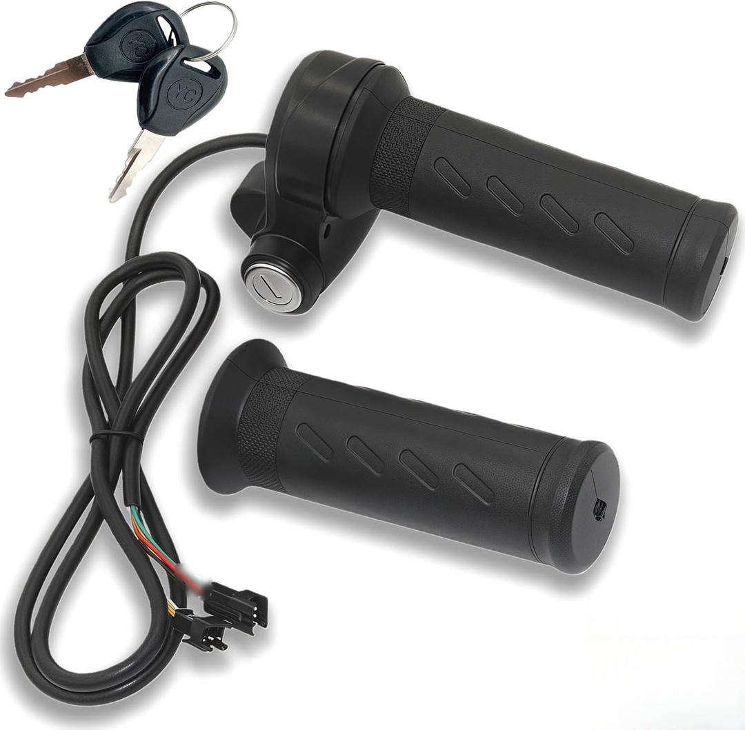Ebike Full Twist Throttle Grip with 2 Keys, fits Ridstar Q20/Q20Lite/Q20Pro/H20/H26Pro/H20, Smooth Acceleration Control, Ergonomic Design (Black)