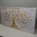 Tree of Life Canvas Wall Art Gold White Flowers Wall Decor Picture Natural Landscape Poster Print Artwork For Living Room Bedroom Office Paintings Decoration Prepare to hang 48x24in