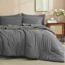 PHF 7 Pieces California King Comforter Set, Lightweight Bed in A Bag & 18" Sheet Set for All Season, Ultra Soft Cozy Bedding with Comforter, Sheets, Pillowcases & Shams, Dark Grey