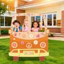 Hippie Bus Cardboard Cutout, Large 39.76 x 47.24 in Groovy Party Decoration, Retro 60s 70s Hippie Selfie Frame Photo Booth Prop, Daisy Van Life-Size Backdrop for Groovy Hippie Boho Party Favor