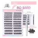 GAQQI Self Adhesive Eyelash Clusters, Volume No Glue Lashes 10-16mm, No Band Self Adhesive Lash Clusters 120pcs, Press On Lashes Invisible Band, With Lash Tweezer (CLASSIC)