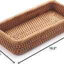Rattan Bathroom Vanity Trays Toilet Tank Baskets Long Narrow Hand Towel Storage Basket for Storage, Decorative (Natural 10.2 x 4.9 x 1.6 inch)