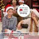 2 x Funny Ceramic Christmas Ornaments, Funny Christmas Tree Ornaments, Fun Xmas Gifts for Women Men, He Sees You When You're P Xmas Santa Cap Decorative Hanging Ornament for Tree Home