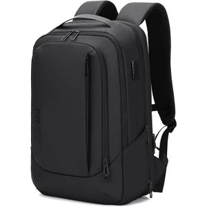FENRUIEN Business Travel Backpack for Men, Expandable Water Resistant Computer Backpack with USB Port, Black Laptop Backpack 15.6 Inch for College/Work