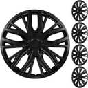XLAVTIY 15 Inch Glossy Black Hubcaps Wheel Covers, Universal R15 Hub Caps Replacement Snap-On Rim Covers for Cars with Standard Flat Steel Wheels, Set of 4 (Black)