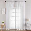 Sheer White Curtains for Bedroom Living Room 90 Inches Long 2 Panels Set, Soft Airy Light Filtering Sheer Window Treatments, Modern Rod Pocket Curtains Drapes, Each 59" Wx90 L Inch