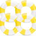 Whaline 4Pcs Inflatable Swimming Float Toy Striped Swim Ring Fun Print Pool Lounger Tube for Summer Swimming Beach Party