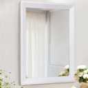 AAZZKANG Rectangular Wall Mirror Decorative Wood Framed Mirrors Large 28"x20" for Farmhouse Bedroom Bathroom Living Room Entryway Hanging Home Decor (White)