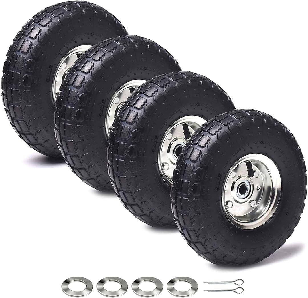 AR-PRO (4 Pack) 10" Pneumatic Tire and Wheel, 4.10/3.50-4, 5/8" Bore, Set of 4