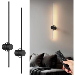 VShape Battery Operated LED Wall Lights 40in, Set of 2, 360° Rotatable, Removable Battery, 3000K, 4500K, 6000K, Adjustable Brightness, Remote & Touch Control, Wall Decor for Living Room, Home