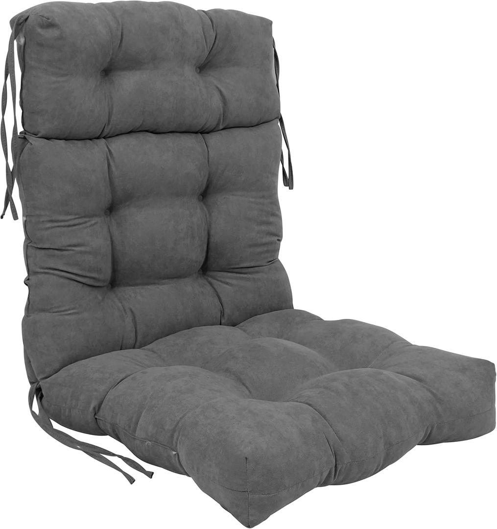 Blazing Needles 22 45-inch Microsuede Seat/Back Tufted Chair Cushion, 22" x 45", Steel Grey