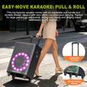 Large Bluetooth Karaoke Speaker with 2 Wireless Microphones, 11 Speaker System with 8800mAh Battery, Trolley PA System with Lights, Remote, FM/AUX/USB/TF, Bass & Treble Adjust, Ideal for Outdoor Party
