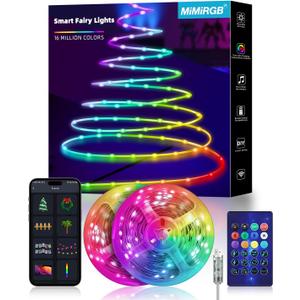 Smart String Lights,2pcs 33ft 100 LED USB Fairy Lights with APP Control,12 Scenes and Music Sync LED String Light for Room Indoor Christmas Tree Decoration