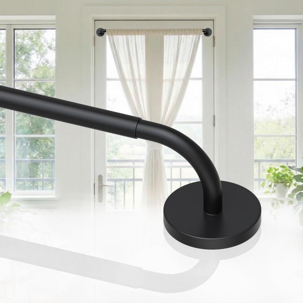 1 Pack Magnetic Curtain Rod for Door, 18-30 Inch Magnetic Curtain Rod for Metal Doors, 1/2" Diameter, Multi-use Magnetic Door Curtain Rods, Strong Magnetism Easy Install No Tools, Black