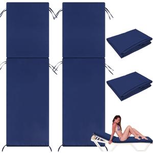 2 Pcs Outdoor Chaise Lounge Cushion Covers (Not Includes Cushion) 80 x 26 x 4 Inch Waterproof Replacement Patio Pool Lounge Chaise Chair Slipcover with Zipper Ties for Furniture, Navy Blue 