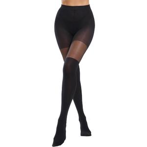 Faux Thigh High Tights for Women - Fishnet Gothic Pantyhose, High Waist Over-The-Knee Goth Leggings (Black)