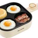 Electric Egg Pan Nonstick: No Stove Needed 900W Granite 4-Cup Omelette Pan with 2 Power Adjustable, Breakfast Non Stick Frying Pans Skillet for Eggs, Pancakes, Crepes, Plett and More
