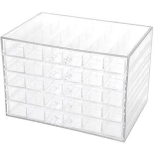 Feadily Acrylic Jewelry Organizer Box, Jewelry Drawer Organizer With 5 Drawers 120 Grids, Clear