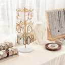 Mkono Bracelet Holder Gold Metal Rotating Bracelet Display Stand 3 Tier Jewelry Tower rack with 36 Hooks and Wood Base Modern Adjustable Storage Organizer Tree for Selling KeyChain Bangle Accessories
