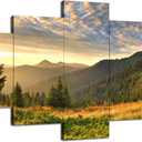 Smoky Mountain Wall Art Tennessee Mountains Landscape Wall Decor Picture Great Smoky Mountains National Park Canvas Print Poster Painting Framed Office Home Living Room Bedroom(60''Wx32''H) (60Lx 32W-07)