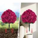 BLOSMON Faux Geraniums for Outdoor Planters, Set of 2, with Stake, Hot Pink | 29 x 19.7 Inches, Large, Topiary Trees Artificial, Fake Silk Flower Bushes for Front Porch, Outside Garden, Entryway Decor