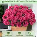 8 Bundles Artificial Flowers for Outdoors, Realistic Geraniums Fake Flowers for Decorations, UV Resistant Silk Faux Flowers Plants for Outside Garden Porch Planter Yard Patio Home Decor (Rose Red)