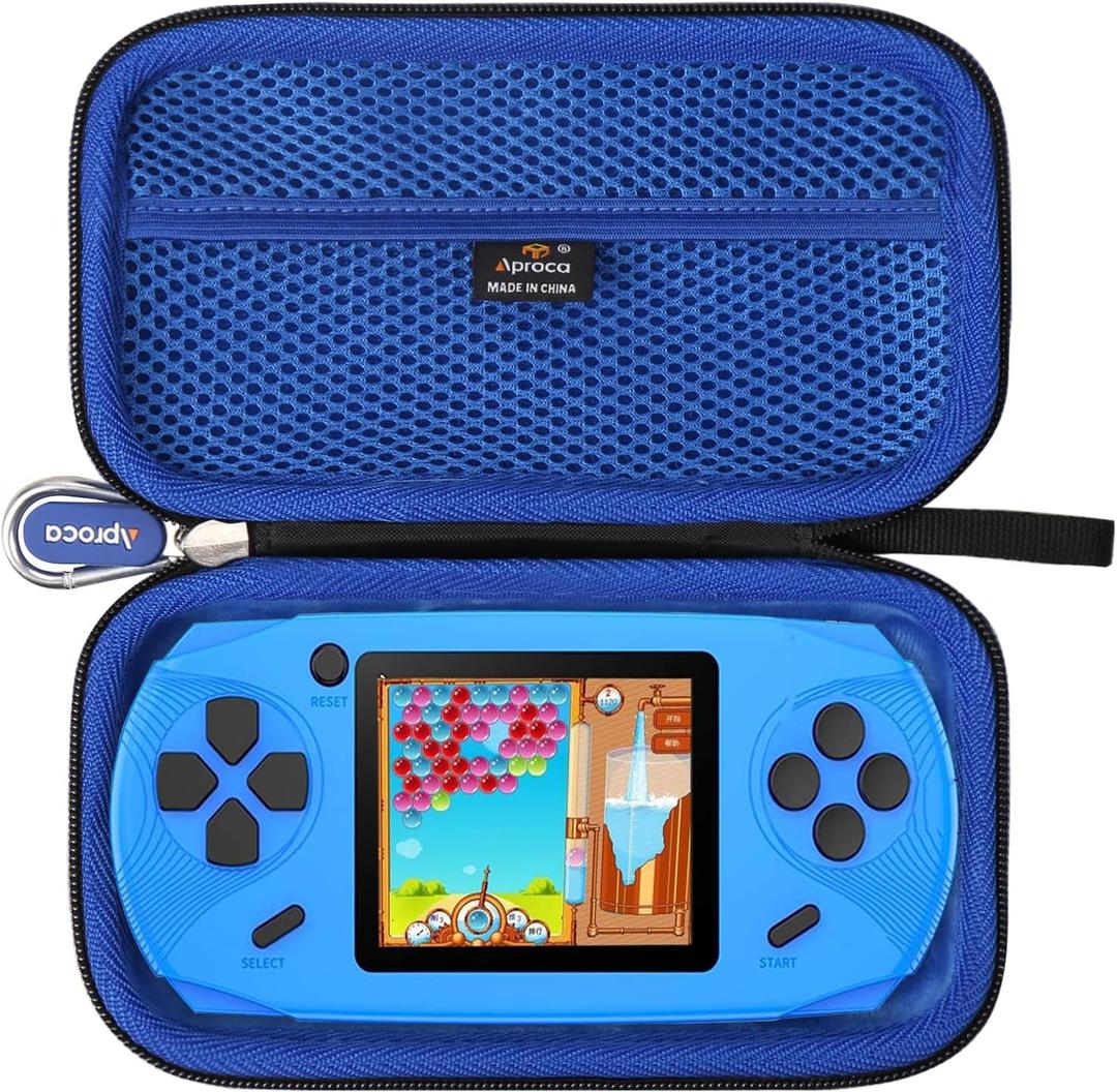 Aproca Case Compatible with Beijue/TaddToy/GREENCREEK 16 Bit Handheld Games, Portable Storage Bag for Accessories -Blue (Case Only)