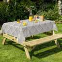 60 x 84 Inch Grey Modern Geometric Tablecloth Rectangle, Farmhouse Style Polyester Table Cloth, SpillProof Wipeable Reusable Cloth Tablecloth for Kitchen Dining Picnic Camping Outdoor