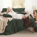 Bedsure Queen Comforter Set - 4 Pieces Pinch Pleat Bed Set, Olive Green Boho Bedding for All Season, 1 Soft Comforter, 2 Pillowcases, 1 Decorative Pillow