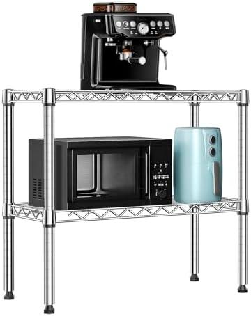 MZG 220 lbs 2 Tier Storage Rack Metal Wire Shelving Unit, Storage Standing Household Shelf Organizer for Laundry Bathroom Kitchen Pantry Closet Garage Utility Room, Chrome 11.8" D x 27.6" W x 23.4" H