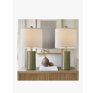 GSAFAVA 20.25" Small Table Lamps Set of 2 Modern Ceramic Lamps for Living Room Farmhouse Bedside Lamps Boho Lamps for Night Stands Green Bedroom Lamp Side Table Lamps End Table Lamp
