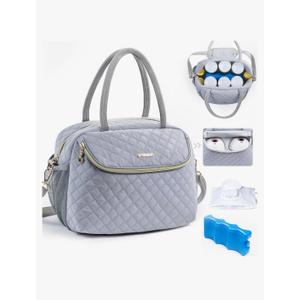 Breastmilk Cooler Travel Bag with 2 Wipes Dispensers & Ice Pack - 6 Bottle Cooler for 9 Oz - Breast Pump & Storage Bag for Daycare