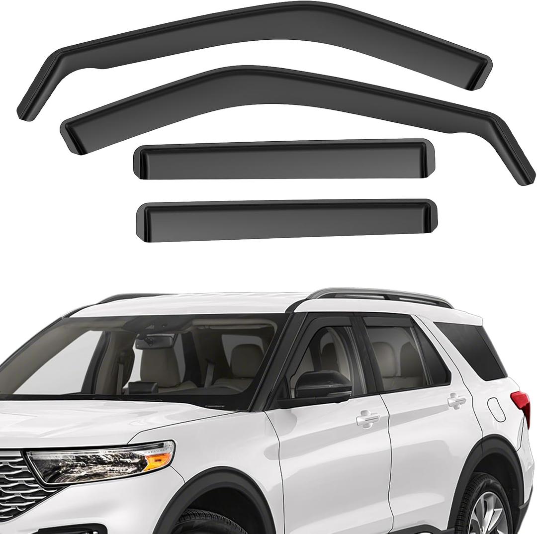 ACLONG Black Rain Guards Window Visor Fit for Ford Explorer 2020 2021 2022 2023 2024 in-Channel Side Shatterproof Sun Rain Visors, Window Deflectors, 4-Piece Set