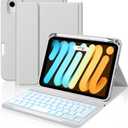 Cousper for iPad mini 7 Keyboard Case A17 Pro 2024/iPad Mini 6 Generation Case with Keyboard 2021 8.3 Inch, Pencil Holder, 7 Color Backlit Detachable Keyboard Cover for iPad mini 7th/6th Gen,Grey