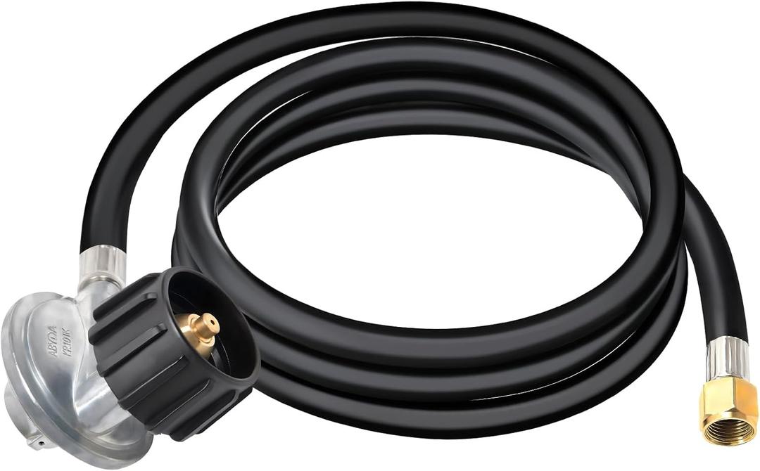 ABYDA 5FT Propane Regulator and Adapter Hose, Universal Gas Regulator Replacement Parts, Propane Tank Hose for Most LP Gas Grill and Fire Pit Table, Blackstone, Charbroil, Nexgrill (5Feet)
