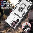 for Samsung Galaxy S22 Ultra Case Military Grade Drop Shock Protection Cell Phone Cover with Slide Camera Cover Built-in 360 Rotate Ring Stand for S22 Ultra 6.8 - White