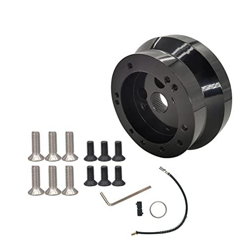 LicBund 5/6 Hole Steering Wheel Hub Adapter Compatible with GMC Chevy Pontiac Truck Pickup (Black)