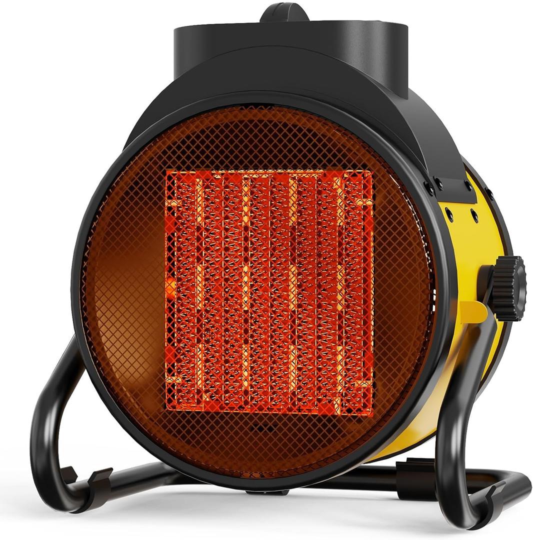 Buyplus Electric Space Heater  Outdoor Heater with Super Long Cord, Overheat Protection, Heaters Heat Up in 2 Seconds, 3 Modes, Small Fan Heater Tent Ceramic Space Heater for Patio, Amber