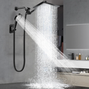 Shower Head,12”Rain Shower Head with Handheld Spray Combo with 11'' Angle Adjustable Extension Arm/Flow Regulator/Shower System,High Pressure Rainfall Shower Head Clean Bathroom,Matt Black