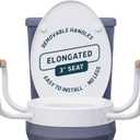 Lunderg Raised Toilet Seat with Handles - Elongated - Easy to Install Toilet Seat Risers for Seniors - Adds 3 Inches & Works like the one youve always used - Elegant design - No Hospital Vibe