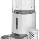 CZPET Automatic 4L Filter Dog and Cat Water Dispenser with Stainless Steel Bowl Gravity Waterer,Large Capacity and Drinking Area Noise-Free for Pets(White)