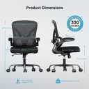 Office Chair, 330lbs Desk Chair with 3-Level Adjustable Lumbar Support & Flip-up Armrests, Executive Computer Chairs for Home Office, Black