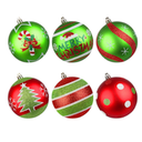 6Pcs 4" Large Outdoor Christmas Ornaments, Xmas Tree Elf Swirl Ball Decoration, Big Red Green Christmas Ornament, Giant Glittering String Ball Plastic Hanging Decor for Yard Lawn Holiday Party