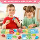 WEMEMORN Valentines Day Gifts Cards for Kids, 24 Pack Double Heart Squeeze Balls with Greeting Cards for Kids Classroom Exchange Prizes, Stretchy Toy Balls Bulk Gift, Squ