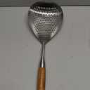 Skimmer Slotted Spoon -17in 304 Stainless Steel Pasta Spider Strainer Skimmer Ladle Spoon for Cooking and Frying - Kitchen Large Metal Scoop Colander Strainer Spoon with Heat Resistant Wooden Handle